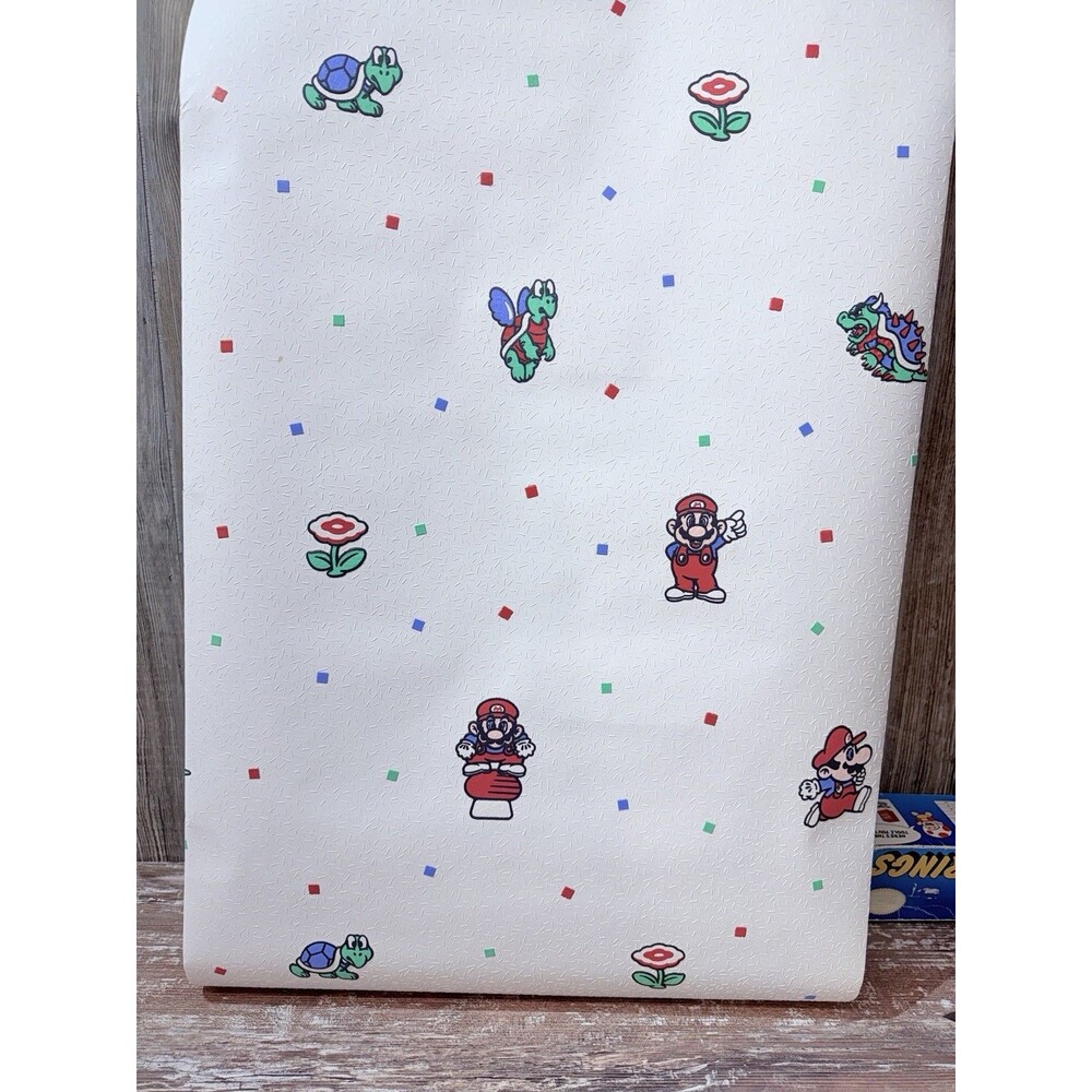 1989 Nintendo Super Mario Sculptured Textured Vinyl Wall Paper in Open Box